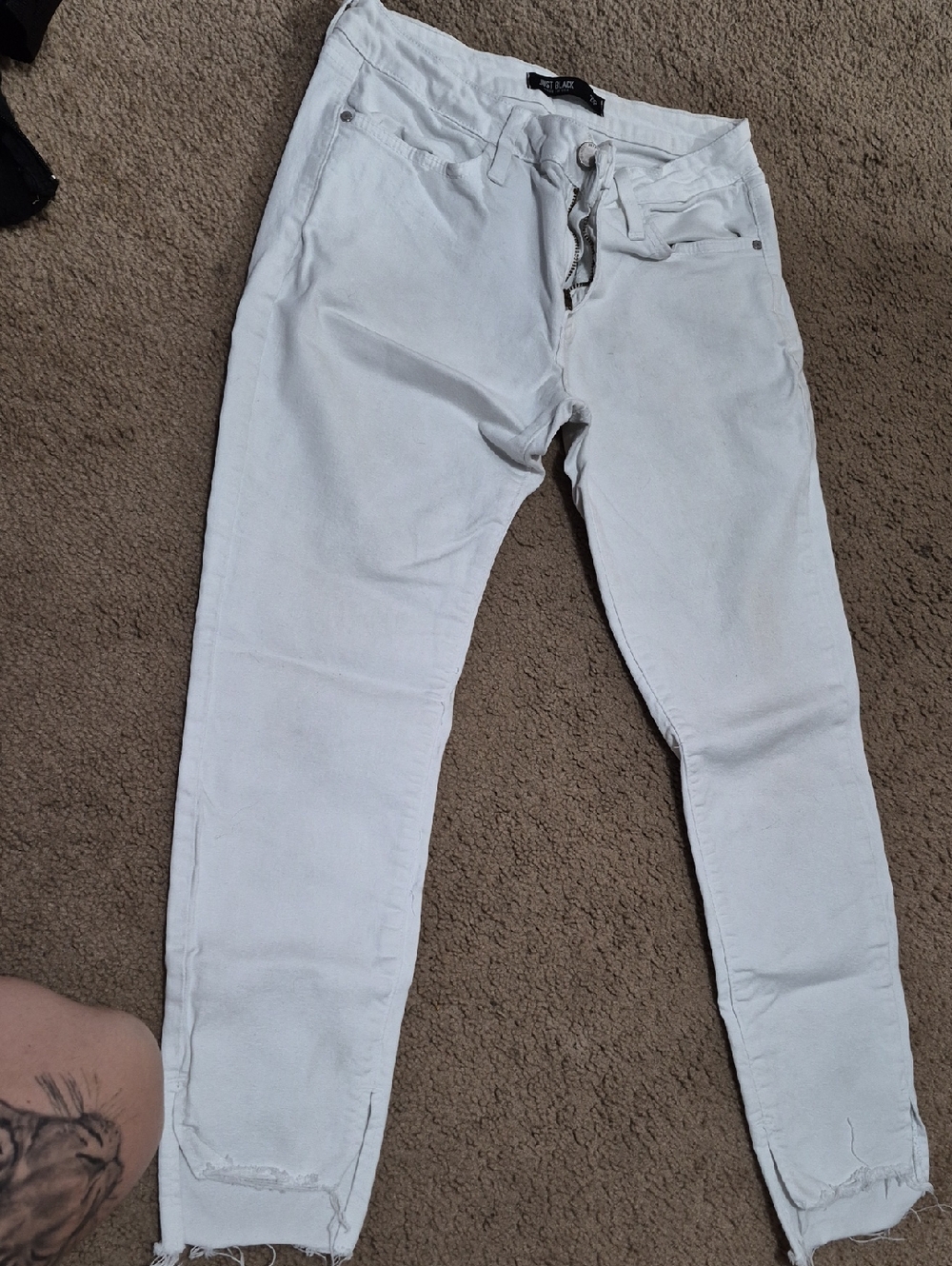 White Tie-Waist Ankle Jeans